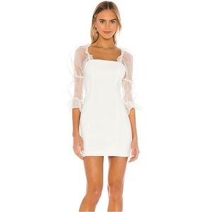 Amanda Uprichard Tia Organza Sleeve Mini Dress White M